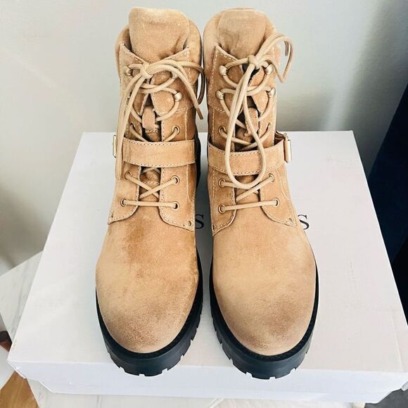 All‎ Saints Paulina Suede Leather Buckle Moto Boot, Size 11, Brown/Tan, NWT - Picture 10 of 16